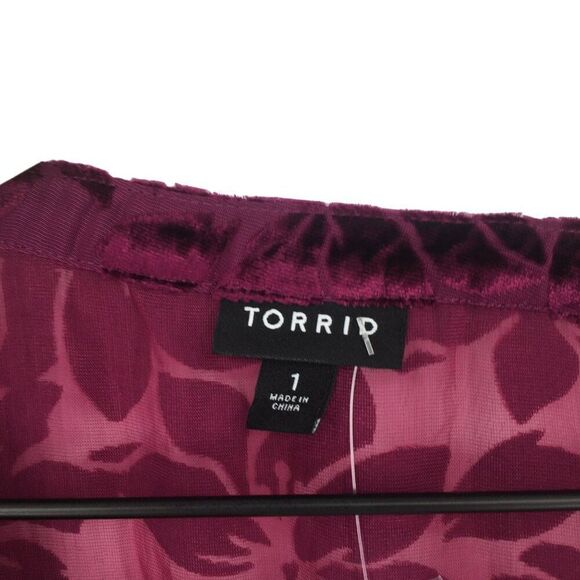 Torrid Burgundy Burnout Blouse - EUC - Picture 3 of 8